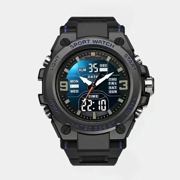 Reloj deportivo digital para hombre - Movimiento de cuarzo, pantalla luminosa, alarma, cronógrafo, función de fecha, resistente al agua